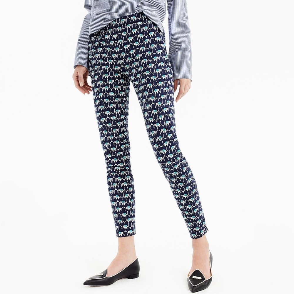 J. Crew Navy Elephant Print Ankle Pants